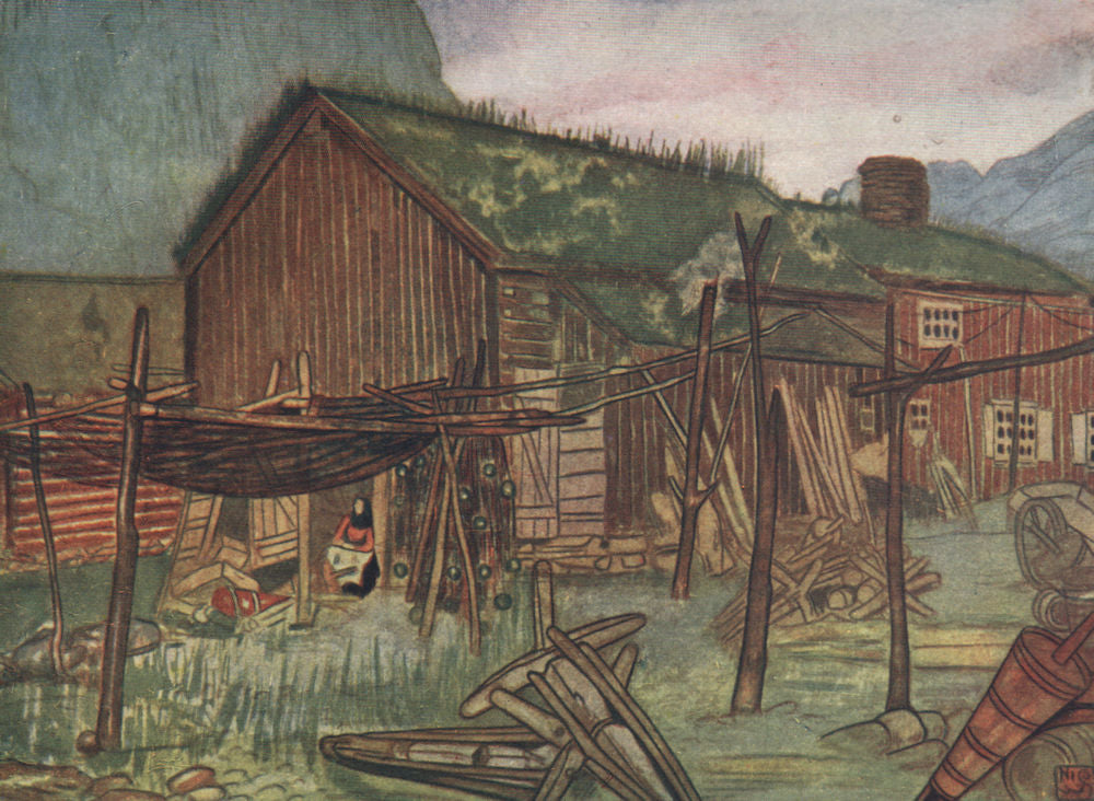 SUNNDALSØRA. Fishing nets by Nico Jungman. Norway 1905 old antique print